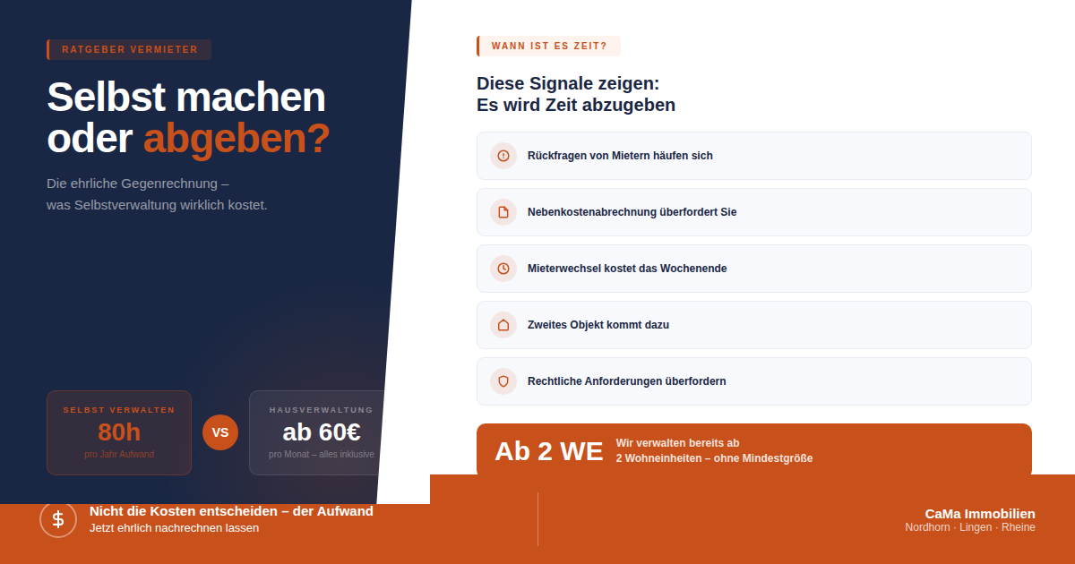 Hausverwaltung selbst machen oder abgeben? Wir helfen. CaMa Immobilien Ihr Hausverwalter vor Ort!