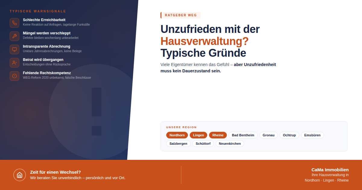 Unzufrieden mit der Hausverwaltung? Typische Gründe für einen Wechsel