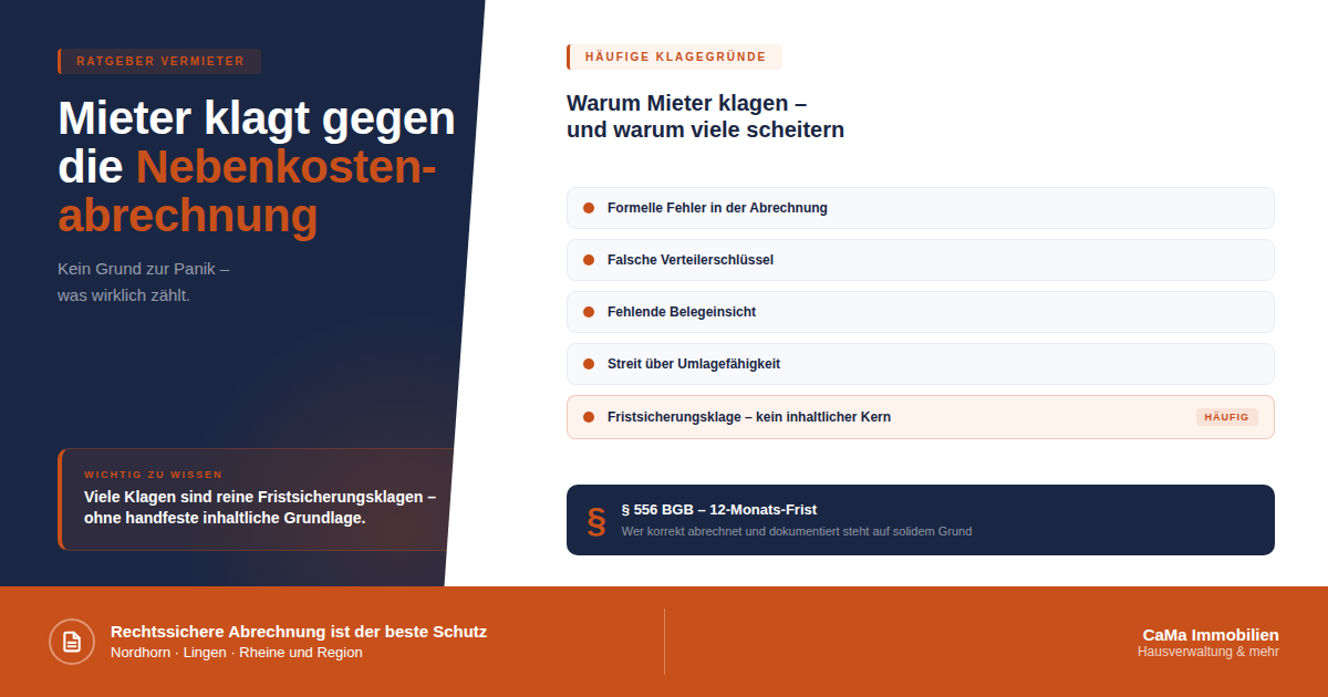 Mieter klagt gegen Nebenkostenabrechnung – was Vermieter wissen müssen