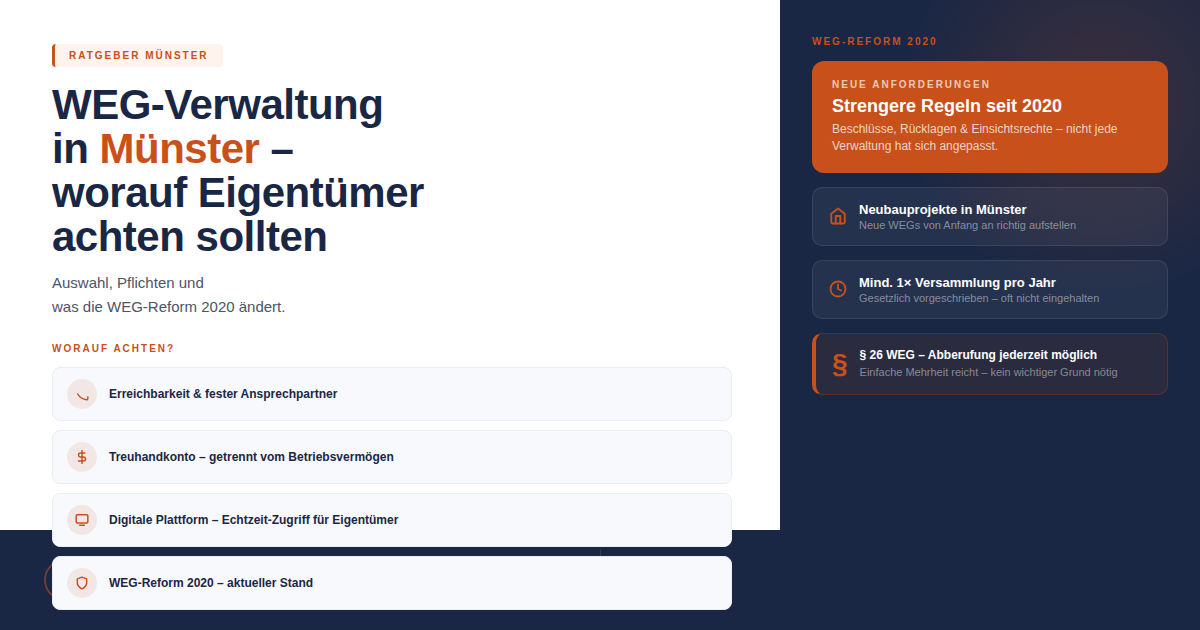 WEG-Verwaltung in Münster - worauf Eigentümer bei der Auswahl achten